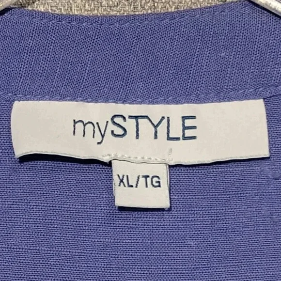 My  Style Women's Purple Long Adjustable Sleeve Button Down Size XL - Picture 3 of 13